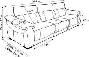 Sofá Elétrico Reclinável Sala de Estar Concepción U076 308cm Modulado Botão Touch Couro Bege Claro G49 - Idea Relax By Natuzzi Group