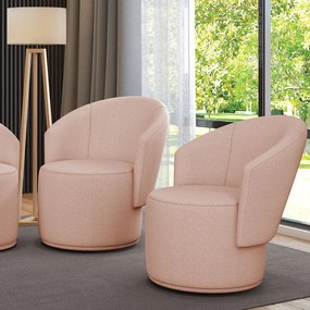 Poltrona Decorativa Orgânica Fixa para Sala Kit 2 Malu Bouclê M11 - D'Rossi - Rose