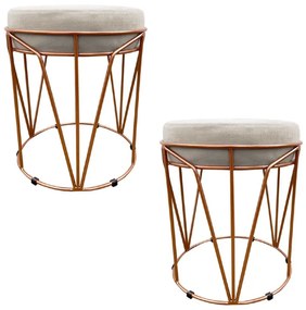 Kit 02 Puff Babu Suede Base Cobre D03 - D'Rossi - Bege