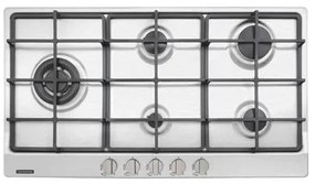 Cooktop a Gás Tramontina Penta Plus 5GX TRI HE Safestop 90 em Aço Inox e Trempes em Ferro Fundido