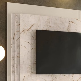 Estante de TV 65 Pol 183cm Sala de Estar Fayron M20 - D'Rossi - Calacata e Off White