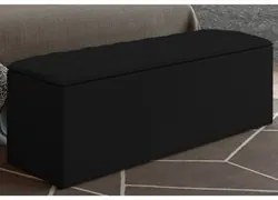 Calçadeira Baú Casal 140cm Paris Veludo Preto - JS Móveis