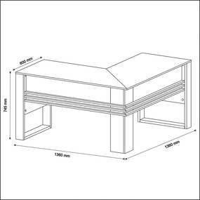 Mesa Angular para Escritório Home Office ME4145 MDP Nogal/Preto G69 - Gran Belo