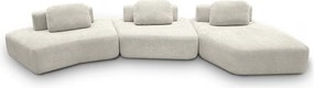 Sofá Ilha Sala de Estar 2 Módulos e Chaise Dakota Encosto Almofadas Soltas Bouclê Rústico OffWhite G33 - Gran Belo