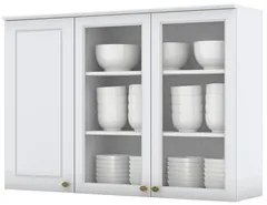 Armário Aéreo 120cm 2 Portas de Vidro 1 Porta Fechada 100% MDF America