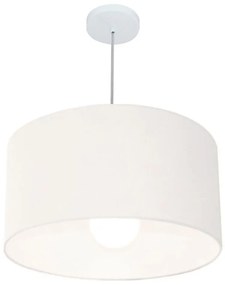Lustre Pendente Cilíndrico Md-4169 Cúpula em Tecido 60x30cm Branco - Bivolt