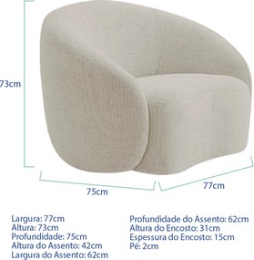 Kit Divã Recamier Orgânico França 250cm Lado Esquerdo e Poltrona Amore Linho