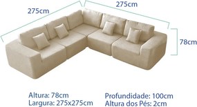 Kit Sofá Modular 5 Lugares Moderno Curvo Orgânico Adapt Bouclé - ADJ Decor