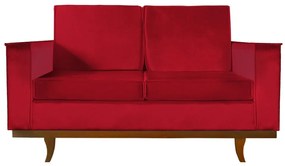 Sofá Dubai 2 Lugares Decorativo 1,50 m Sala Veludo Vermelho