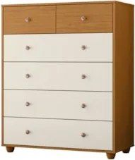 Cômoda Para Quarto 6 Gavetas 90cm Vittoria Off/Cinamomo     - Albatroz