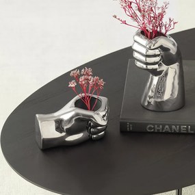 Cachepot "Mao Prata" Em Ceramica 7,5x15 cm M02 - D'Rossi