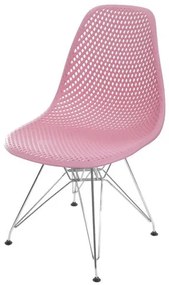 Cadeira Eames Furadinha cor Rosa com Base Cromada - 55990 Sun House