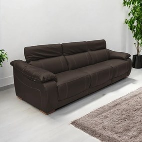 Sofá Elétrico Reclinável Sala de Estar Concepción U076 308cm Modulado Botão Touch Couro Marrom G49 - Idea Relax By Natuzzi Group