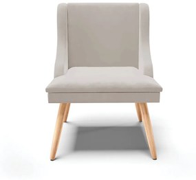 Kit 10 Cadeiras de Jantar Liz Veludo Cinza Pés Palito Natural D03 - D'Rossi