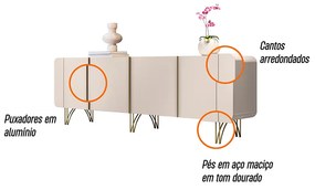 Balcão Aparador Buffet Anabelle Off H01 - D'Rossi - Off White