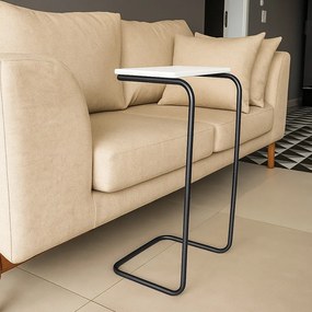 Mesa Lateral Tampo Multiuso para Sofá Base Dourado - D'Rossi - Preto
