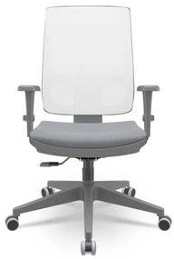 Cadeira Brizza Diretor Grafite Tela Branca Assento Vinil Cinza Base RelaxPlax Piramidal - 66373 Sun House