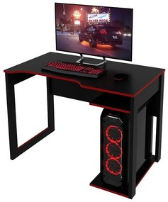 Mesa Gamer Escrivaninha Home Office Nicho Preto Vermelho