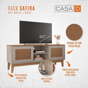 Rack Safira 1.35 Off White/Noce - Casa D Móveis