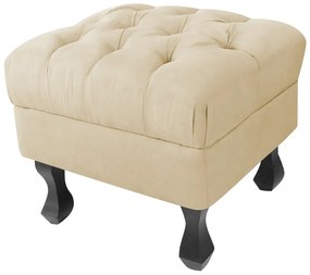 Puff Bau Retrô Luis XV Suede Bege - D'Rossi
