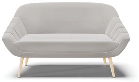 Namoradeira 02 Lugares Giovana Veludo Cinza Pés Palito Natural - D'Rossi