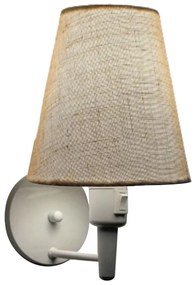 Arandela Cone Md-2032 Branco C/ Inter Liga e Desl Cúpula em Tecido Rustico Bege - Bivolt