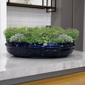 Vaso Bacia Decorativo Osaka Azul Perolizado 16x65x52 cm - D'Rossi