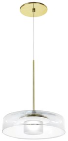 Pendente Bol Ø25,5X22Cm Vidro E Metal Alumínio 01Xled 5,5W 2700K - Old... (PRETO, CRISTAL (Transparente))