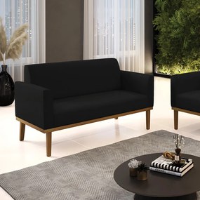 Poltrona Namoradeira Decorativa Isabella Pés Fixo em Madeira Preto Linho Preto G19 - Gran Belo