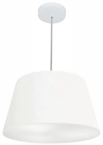 Lustre Pendente Cone Md-4021 Cúpula em Tecido 21/40x30cm Branco - Bivolt