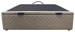 Base Box Baú para Cama Viúva 128x188cm Liz S05 Suede Bordado Bege - Mp