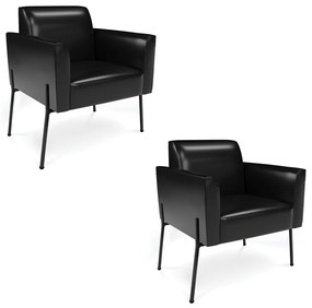 Poltrona Pé de Ferro Preto Kit 2 para Sala Marisa Corano D03 - D'Rossi - Preto