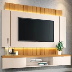 Painel TV 55 Pol 180cm Bancada Suspensa Illusion Off/Cinamomo - HB Móv