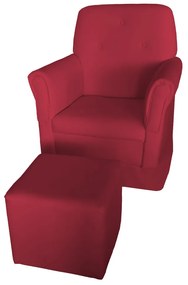 Poltrona Suzi Amamentação Balanço + Puff Suzi Suede Vermelho