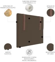 Cabeceira Cama Box Queen 160cm Estofada Glory Saturno Marrom Z04 - Mpo