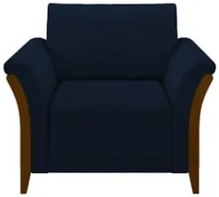 Poltrona Decorativa Sala de Estar 102cm Pés Madeira Roya Z32 Veludo Az