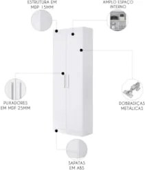 Armário Multiuso Lavanderia 60cm Lorandel Branco A15       - Mpozenato