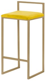 Banqueta Decorativa Selena Base Gold Suede Amarelo G41 - Gran Belo