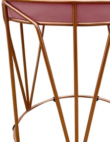 Puff Multiuso com Mesa Babu 2 em 1 Suede Base Cobre D'Rossi - Rose
