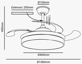 Ventilador De Teto Air Basic Branco Pás Retrátil Led 30W Multicolor Bi...
