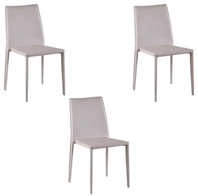Kit 3 Cadeiras Decorativas Sala e Cozinha Karma PVC Nude G56 - Gran Belo