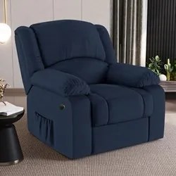 Poltrona do Papai Reclinável Pietra Power Elétrica Massagem FH9 PU Azu