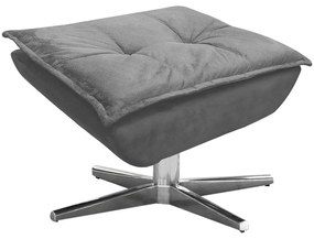 Puff Decorativo Base Giratória Cromada Charger Suede Grafite G19 - Gran Belo