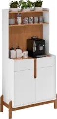 Armário Multiuso Cantinho do Café Nay C14 Branco/Cedro - Mpozenato