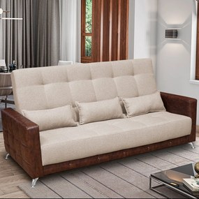 Sofá-Cama 2,00 m  3 Lugares Luxury - Linho Marrom Compose Whisky
