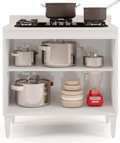 Balcão para Cooktop de Cozinha com Tampo 2 Portas Brenda 80 cm L06 - D'Rossi - Branco