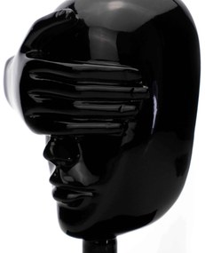 Escultura Decorativa Rosto Cego Em Cerâmica Preto 25x15 Cm - D'Rossi