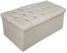 Recamier Baú Estofada Mel 90 cm Solteiro Com Capitonê Suede Bege - ADJ Decor