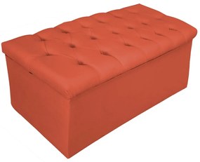 Recamier Baú Estofada Mel 90 cm Solteiro Com Capitonê Suede Terracota - ADJ Decor