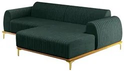 Sofá 255cm 4 Lugares com Chaise Direito Pés Gold Molino C-117 Linho Ve